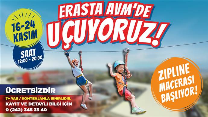 Erasta Antalya AVM'de Mobil Zipline ziyaretçileri bekliyor